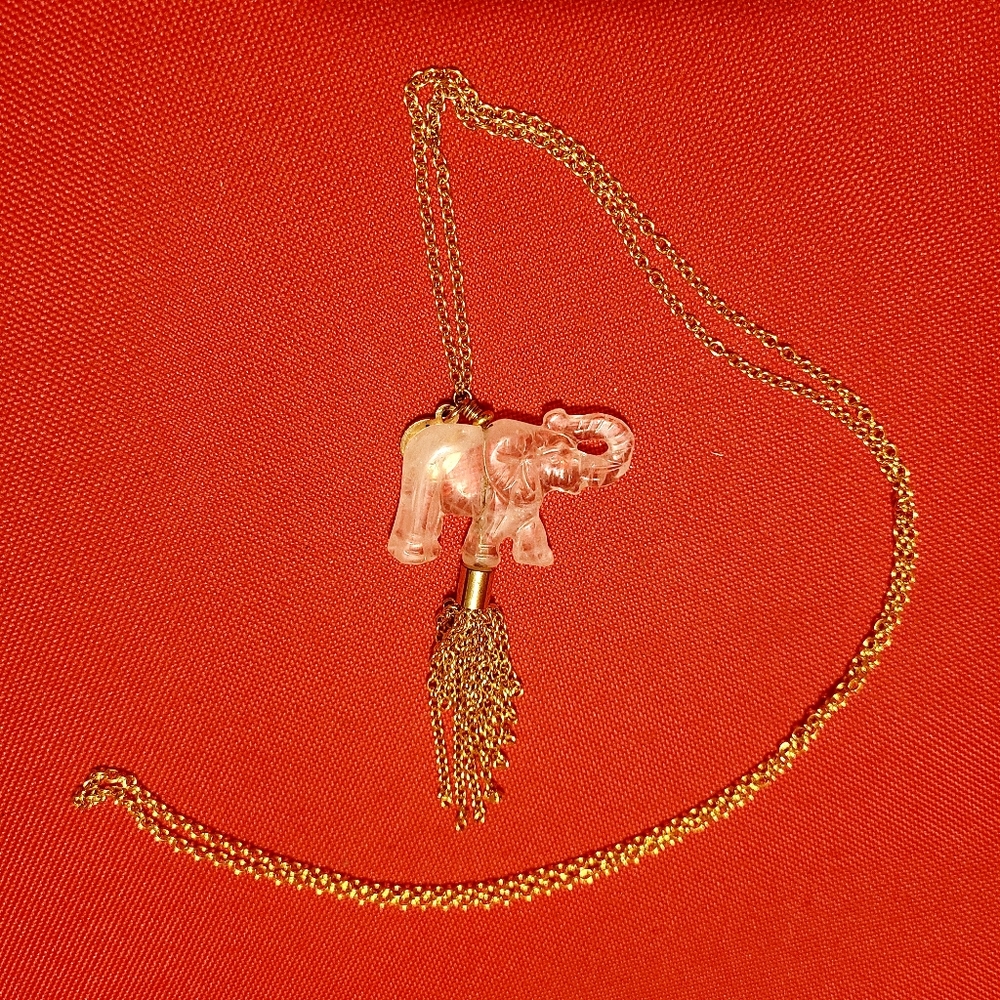 Bourbon & Boweties Elephant Tassel Necklace